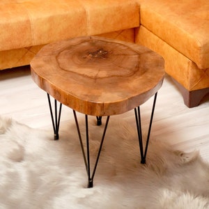 Custom Walnut Live Edge Coffee Table, Solid Wood Table, Round Coffee Table, Wooden Side Table, Rustic Furniture, Unique Mid Century Modern image 1
