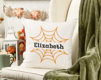 Personalized Halloween Decorative Pillow, Custom Throw Pillow, Fall Lumbar Pillow, Spooky Season, Trick or Treat, Witch Pillow, Ghost Pillow