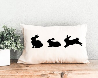 Easter Bunny Pillow, Spring Rabbit Pillow, Bunny Pillow, Easter Bunny Lumbar Pillow, Custom Pillow Cover, Easter Decoration, Spring Decor