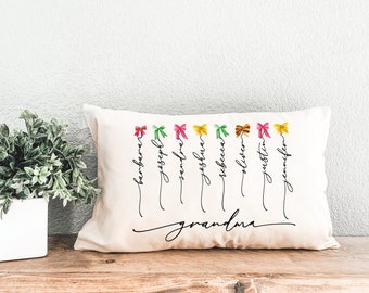 Custom Grandma Pillow, Personalized Grandkids Name Pillow, Grandma Gift, Gift for Grandparents, Create Your Grandma Pillow, Grandma Birthday