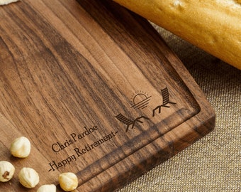 Personalized Retirement Cutting Board, Engraved Wood Charcuterie Board