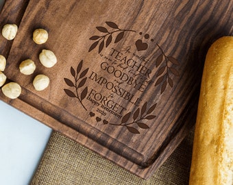 Personalized Teacher Retirement Cutting Board, Engraved Maple Charcuterie Board