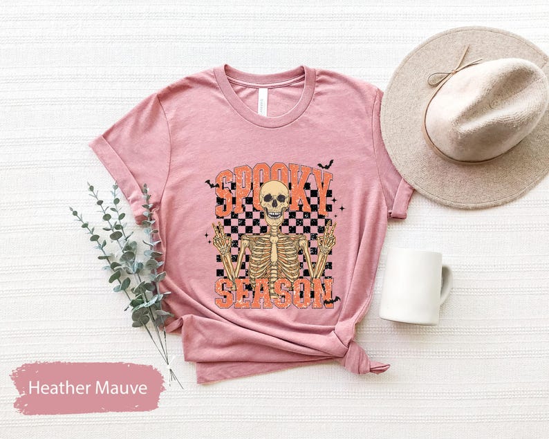 Spooky Skeleton Shirt, Spooky Season Shirt, Spooky TShirt, Halloween Shirts, Halloween Gift, Skeleton T-Shirt, Halloween Skeleton Tee image 5