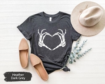 Skeleton Hand Heart Shirt, Heart Shirt, Skeleton Shirt, Funny Halloween Shirt, Skeleton Heart Shirt, Skeleton Finger Shirt, Funny Skeleton