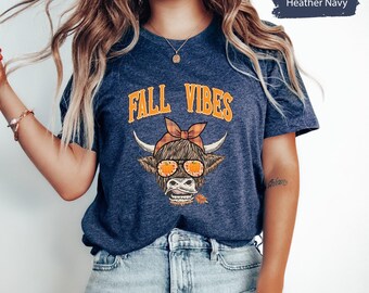 Fall Vibes Shirt, Fall Cow TShirt, Fall Heifer Shirt, Womens Fall Shirts, Fall TShirt, Fall Gift, Farmhouse Fall Shirt, Cow Lover Shirt