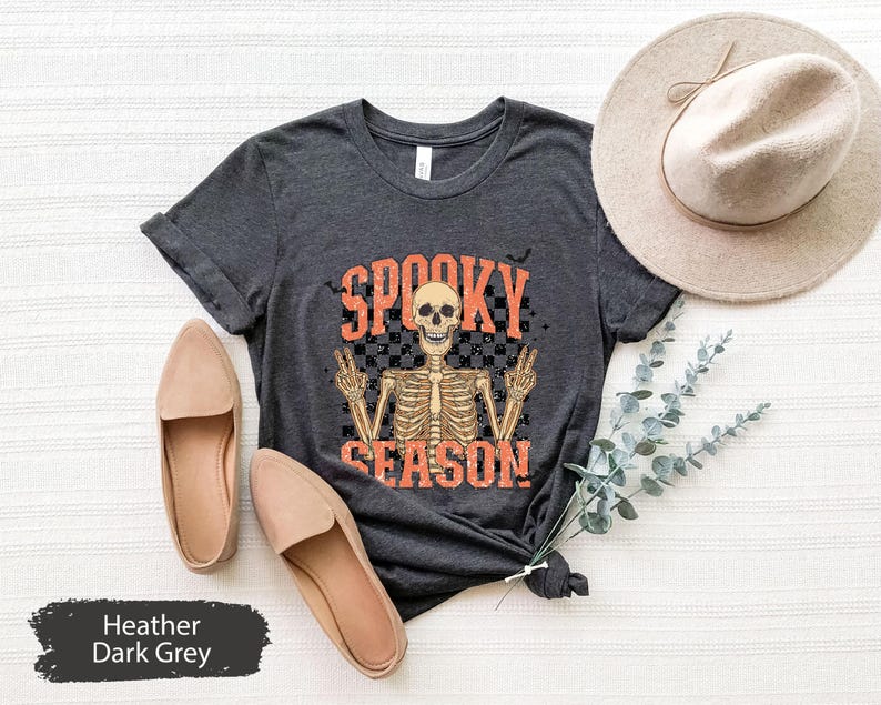 Spooky Skeleton Shirt, Spooky Season Shirt, Spooky TShirt, Halloween Shirts, Halloween Gift, Skeleton T-Shirt, Halloween Skeleton Tee image 7