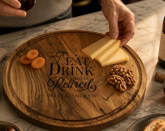 Personalized Retirement Cutting Board, Engraved Wood Charcuterie Board