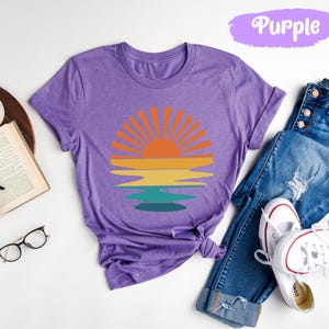 Sunset Shirt, Sun Tshirts, Sunrise Shirts, Nature Tshirt, Sea T-Shirt, Beach T Shirt, Celestial T Shirts, Summer T-Shirts, Cute Womens Shirt image 7
