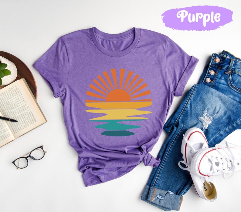 Sunset Shirt, Sun Tshirts, Sunrise Shirts, Nature Tshirt, Sea T-Shirt, Beach T Shirt, Celestial T Shirts, Summer T-Shirts, Cute Womens Shirt image 7