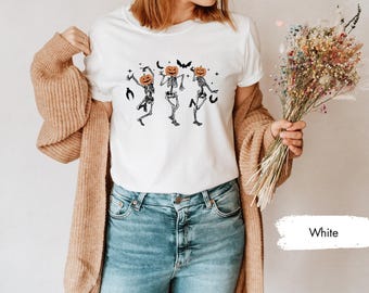 Dancing Skeleton Shirt, Halloween Shirt, Spooky Season Shirt, Funny Halloween Shirt, Funny Skeleton Shirt, Skeleton Shirt, Pumpkin Shirt