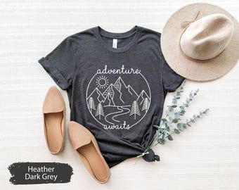 Adventure Awaits T-Shirt, Mountains Camping Shirt
