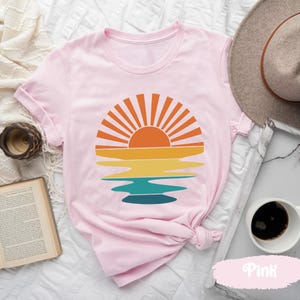 Sunset Shirt, Sun Tshirts, Sunrise Shirts, Nature Tshirt, Sea T-Shirt, Beach T Shirt, Celestial T Shirts, Summer T-Shirts, Cute Womens Shirt image 6
