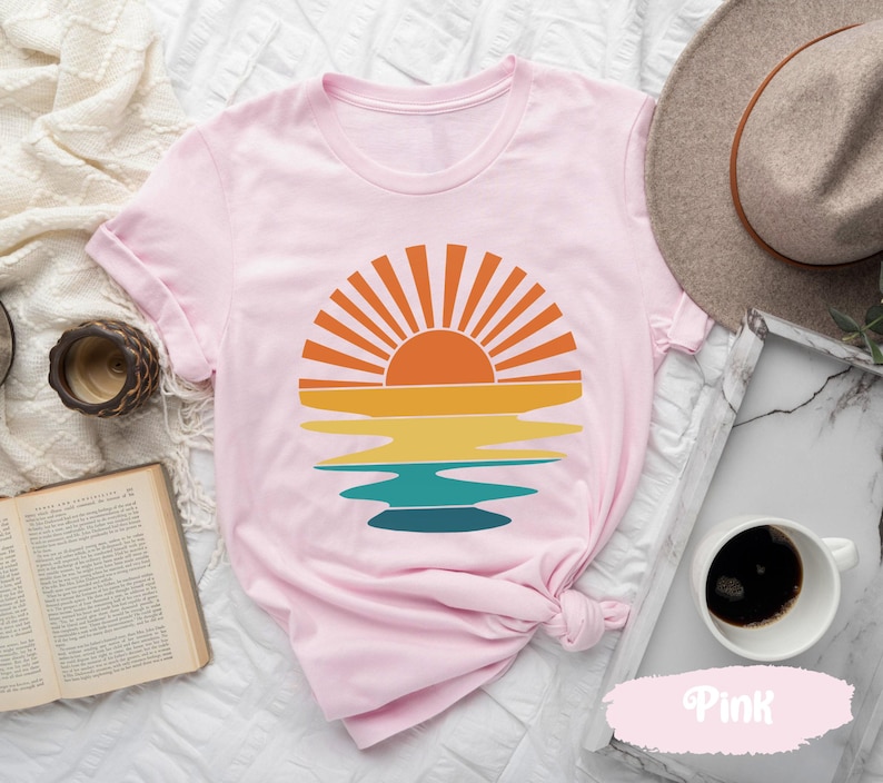 Sunset Shirt, Sun Tshirts, Sunrise Shirts, Nature Tshirt, Sea T-Shirt, Beach T Shirt, Celestial T Shirts, Summer T-Shirts, Cute Womens Shirt image 6