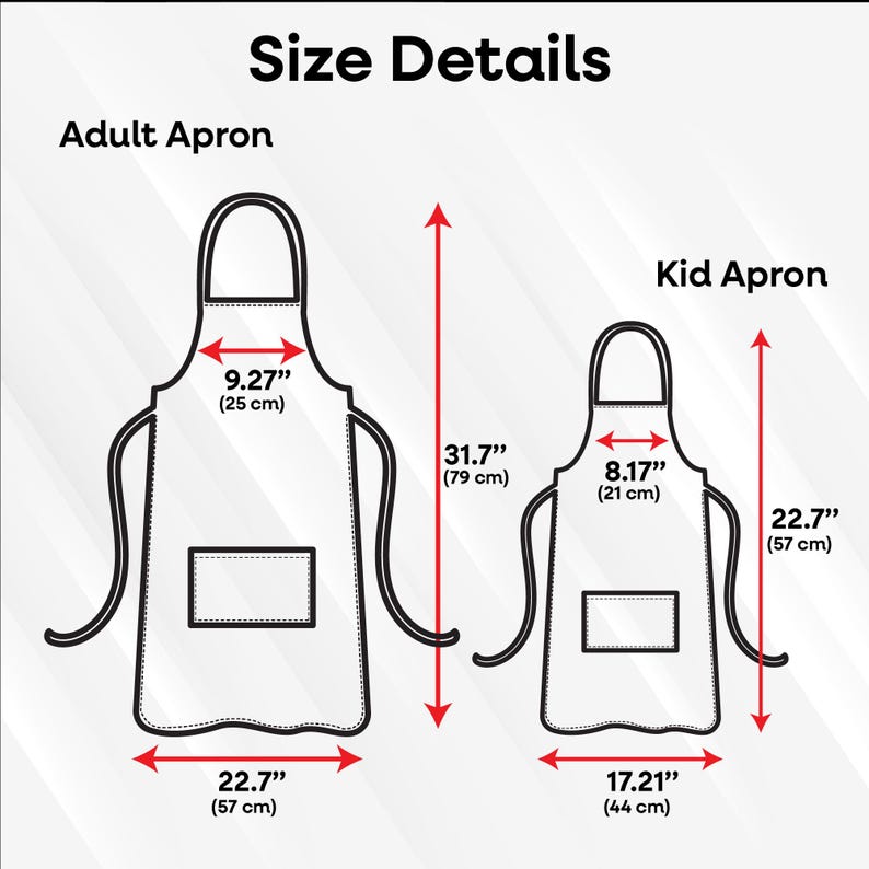 a size guide for a child's apron