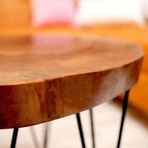 Custom Walnut Live Edge Coffee Table, Solid Wood Table, Round Coffee Table, Wooden Side Table, Rustic Furniture, Unique Mid Century Modern image 5