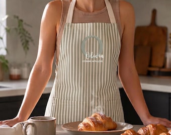 Personalized Apron - Name Kitchen, Pocketed Baking Bib | 100% Cotton Twill | Chef Gift