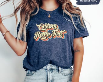 Custom Retro Text Shirt, Personalized Family Apparel