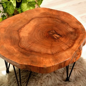 Custom Walnut Live Edge Coffee Table, Solid Wood Table, Round Coffee Table, Wooden Side Table, Rustic Furniture, Unique Mid Century Modern image 2