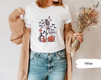 Bleib gruseliges Shirt, Skelett Kürbis Shirt, gruseliges TShirt, Halloween Shirt, Halloween Shirt, Skelett Shirt, Halloween T-Shirt
