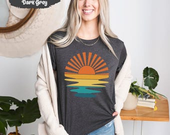 Sunset Shirt, Sun Tshirts, Sunrise Shirts, Nature Tshirt, Sea T-Shirt, Beach T Shirt, Celestial T Shirts, Summer T-Shirts, Cute Womens Shirt