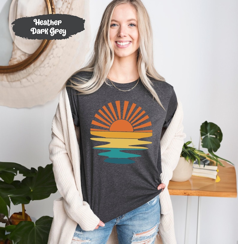 Sunset Shirt, Sun Tshirts, Sunrise Shirts, Nature Tshirt, Sea T-Shirt, Beach T Shirt, Celestial T Shirts, Summer T-Shirts, Cute Womens Shirt image 1