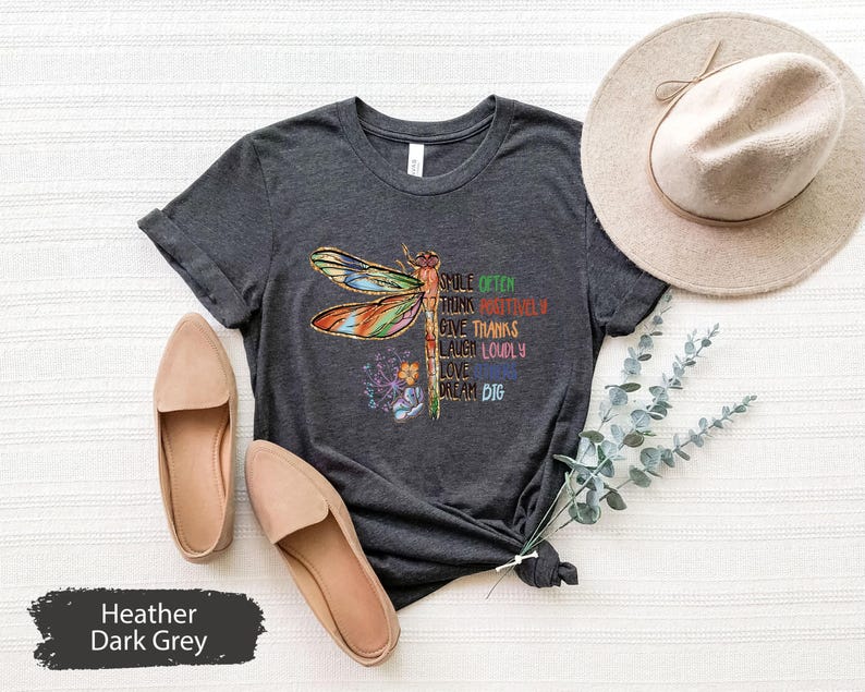 Motivational Shirt, Inspirational Shirt, Positive Quotes Tee, Inspirational Saying Tee, Positivity Shirt, Dragonfly Shirt, Kindness Gift image 7