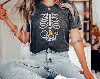 Halloween Maternity Skeleton Baby Shirt, Pregnancy Announcement Gift