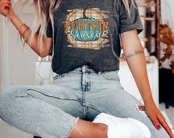 Pumpkin Shirt, Fall Pumpkin TShirt, Plaid Pumpkin Shirt, Pumpkin Season Shirt, Pumpkin Spice Shirt, Pumpkin Gift, Womens Fall Shirts