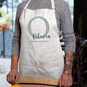 Personalized Apron, Custom Chef Denim Apron, Cooking Cute Apron, Kitchen Apron, Anniversary Gift, Mothers Dat Gift, Mom Gift, Personalized image 7