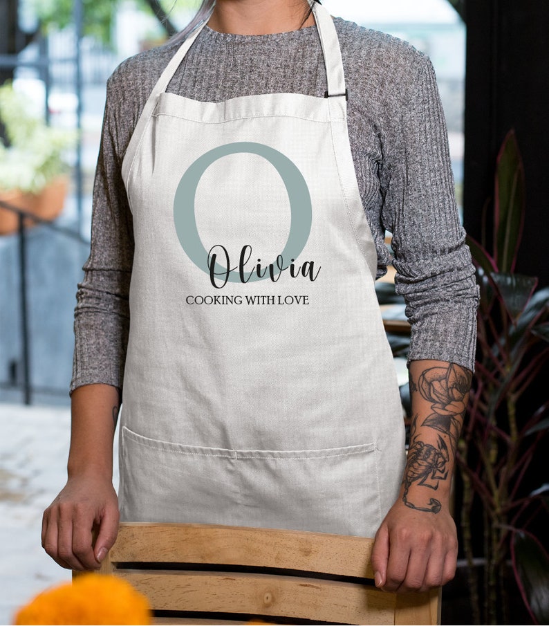Personalized Apron, Custom Chef Denim Apron, Cooking Cute Apron, Kitchen Apron, Anniversary Gift, Mothers Dat Gift, Mom Gift, Personalized image 7