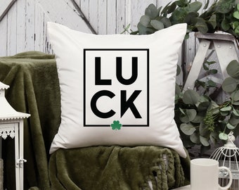 Custom Shamrock Lucky Pillow, St Patrick's Day Pillow Cover, Irish Day Gift, Lucky Charm Pillow, Personalized Throw Pillow, Four Leaf Clover