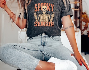 Spooky Skeleton Shirt, Spooky Season Shirt, Spooky TShirt, Halloween Shirts, Halloween Gift, Skeleton T-Shirt, Halloween Skeleton Tee