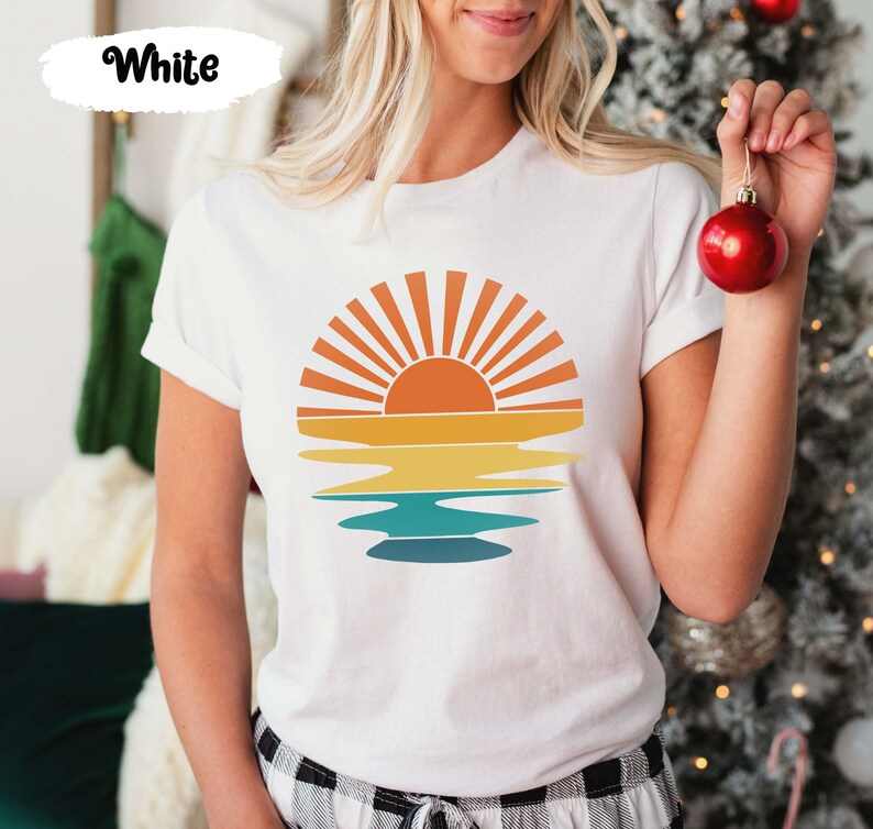Sunset Shirt, Sun Tshirts, Sunrise Shirts, Nature Tshirt, Sea T-Shirt, Beach T Shirt, Celestial T Shirts, Summer T-Shirts, Cute Womens Shirt image 2