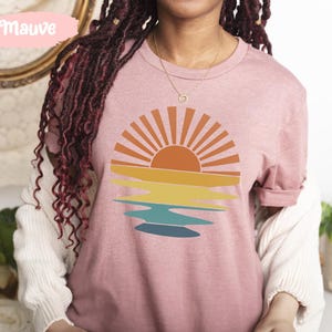 Sunset Shirt, Sun Tshirts, Sunrise Shirts, Nature Tshirt, Sea T-Shirt, Beach T Shirt, Celestial T Shirts, Summer T-Shirts, Cute Womens Shirt image 3