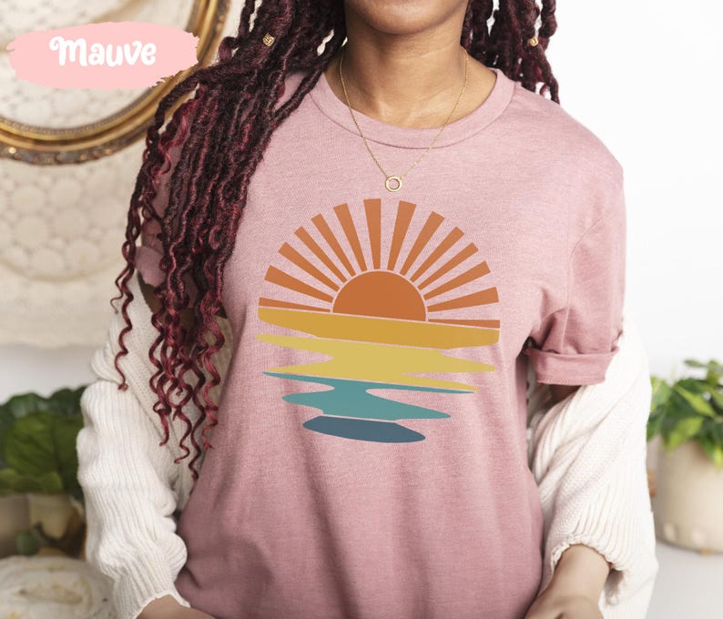 Sunset Shirt, Sun Tshirts, Sunrise Shirts, Nature Tshirt, Sea T-Shirt, Beach T Shirt, Celestial T Shirts, Summer T-Shirts, Cute Womens Shirt image 3
