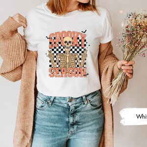 Spooky Skeleton Shirt, Spooky Season Shirt, Spooky TShirt, Halloween Shirts, Halloween Gift, Skeleton T-Shirt, Halloween Skeleton Tee image 2
