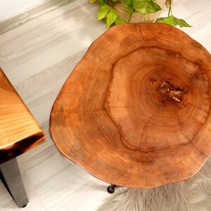 Custom Walnut Live Edge Coffee Table, Solid Wood Table, Round Coffee Table, Wooden Side Table, Rustic Furniture, Unique Mid Century Modern image 6