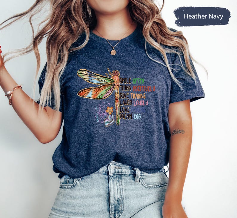 Motivational Shirt, Inspirational Shirt, Positive Quotes Tee, Inspirational Saying Tee, Positivity Shirt, Dragonfly Shirt, Kindness Gift image 2