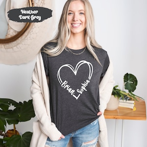 Benutzerdefinierte Name Tshirt, Geschenk für sie, Benutzerdefinierte Liebe Shirt, Liebhaber T-Shirt, Paar T-Shirts, Schreiben Sie Ihren Namen T-Shirt, Herz Tshirts, personalisierte Shirts