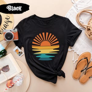 Sunset Shirt, Sun Tshirts, Sunrise Shirts, Nature Tshirt, Sea T-Shirt, Beach T Shirt, Celestial T Shirts, Summer T-Shirts, Cute Womens Shirt image 4