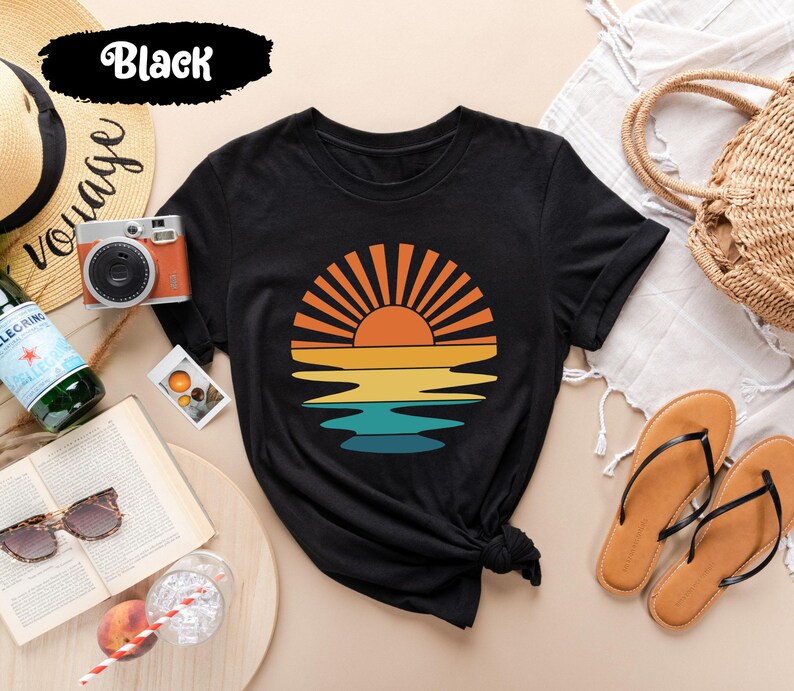 Sunset Shirt, Sun Tshirts, Sunrise Shirts, Nature Tshirt, Sea T-Shirt, Beach T Shirt, Celestial T Shirts, Summer T-Shirts, Cute Womens Shirt image 4