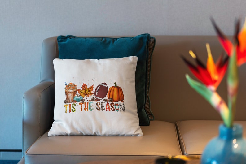 Fall Decorative Pillow Cover, Autumn Pumpkin Decor, Farmhouse Throw Pillow image 3