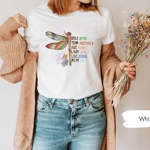 Motivational Shirt, Inspirational Shirt, Positive Quotes Tee, Inspirational Saying Tee, Positivity Shirt, Dragonfly Shirt, Kindness Gift image 1