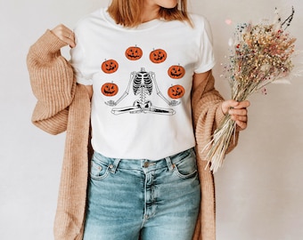 Halloween Shirt, Skeleton Shirt, Pumpkin Skeleton Shirt, Funny Skeleton Shirt, Spooky Season Shirt, Spooky TShirt, Funny Halloween Shirt
