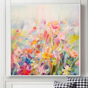 Flower Oil Painting On Canvas Abstract Colorful Flower Painting Flower Landscape Painting Floral Wall Art Canvas Spring Living Room Wall Art