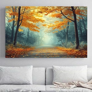 Large Original Tree Oil Painting On Canvas Forest Autumn Painting Living room Art Hand-painted Heavy Textured Impasto Painting Boho Wall Art