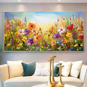 Flower Oil Painting On Canvas Abstract Colorful Flower Painting Flower Landscape Painting Floral Wall Art Canvas Spring Living Room Wall Art