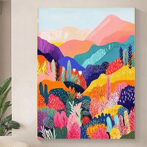 Flower Oil Painting On Canvas Abstract Colorful Flower Painting Autum Landscape Painting Mountain Painting  Wall Art Home Decor Art Gifts