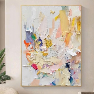 Large Pastel Abstract Painting Textured Abstract Painting Colorful Knife Painting Hand-Painted Abstract Art Large Canvas Art Modern Art