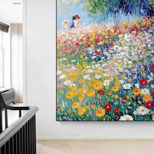 Flower Oil Painting On Canvas Abstract Colorful Flower Painting Flower Landscape Painting Floral Wall Art Canvas Spring Living Room Wall Art